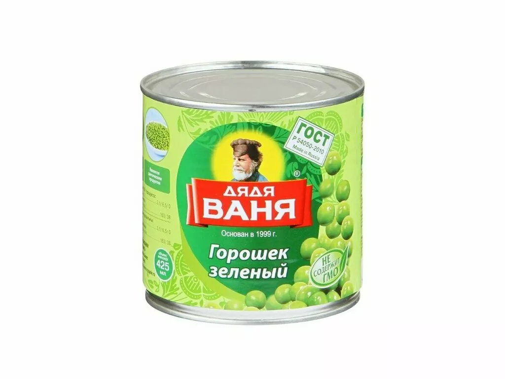 Фотография продукта Горошек зеленый дядя ваня 400гр